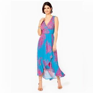 Lilly Pulitzer Moana Maxi Wrap Dress in M Turquoise Oasis Goddess of the Sea